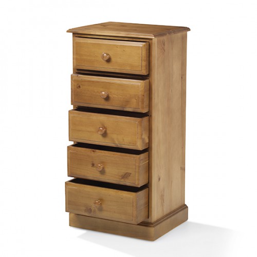 Country Pine 5 Drawer Tall Chest of Drawers Lifestyle Furniture UK