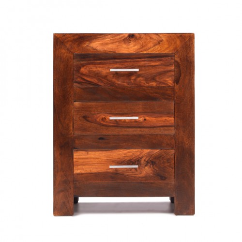 Cuba Sheesham 3 Drawer Bedside Cabinet