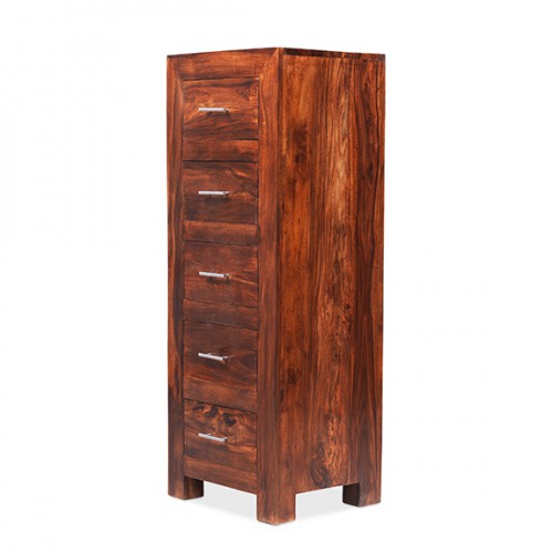 Cuba Sheesham 5 Drawer Tall Chest of Drawers