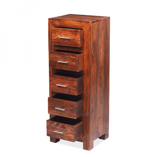 Cuba Sheesham 5 Drawer Tall Chest of Drawers
