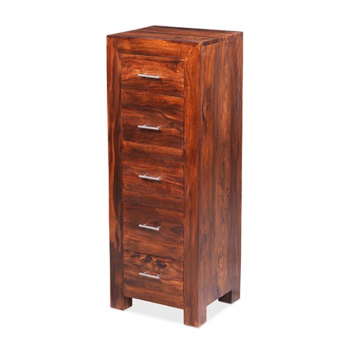 Cuba Sheesham 5 Drawer Tall Chest of Drawers