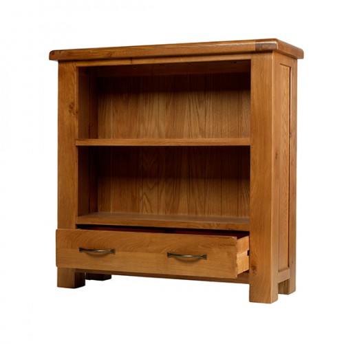 Emsworth Oak Low Bookcase with Drawer Lifestyle Furniture UK