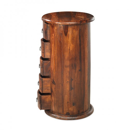 Jali Sheesham 5 Drawer Drum Chest of Drawers