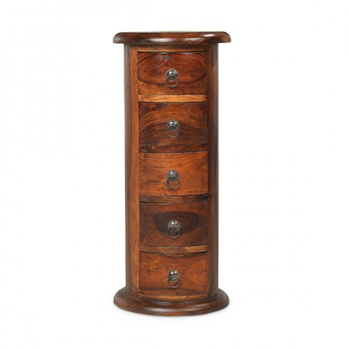 Jali Sheesham 5 Drawer Slim Drum Chest of Drawers