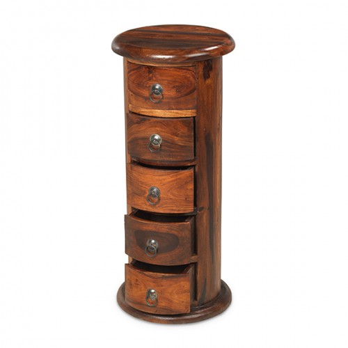 Jali Sheesham 5 Drawer Slim Drum Chest of Drawers