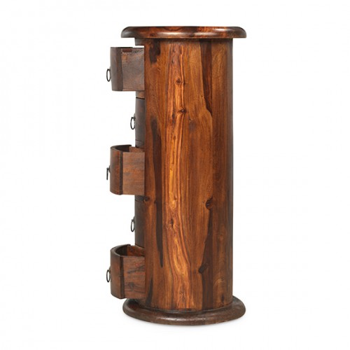 Jali Sheesham 5 Drawer Slim Drum Chest of Drawers