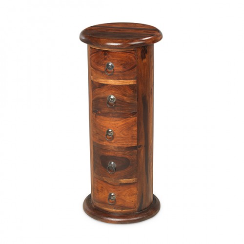 Jali Sheesham 5 Drawer Slim Drum Chest of Drawers