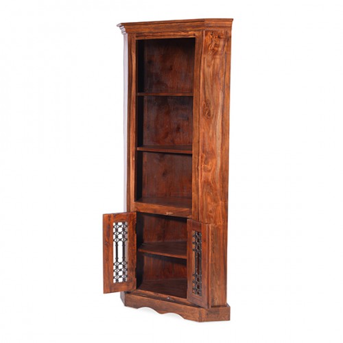 Jali Sheesham Corner Display Cabinet Lifestyle Furniture UK