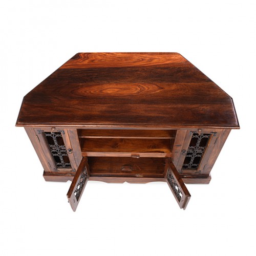 Jali Sheesham Corner TV Cabinet