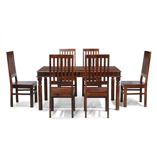 Jali Sheesham 160 cm Thakat Dining Table and 6 Chairs