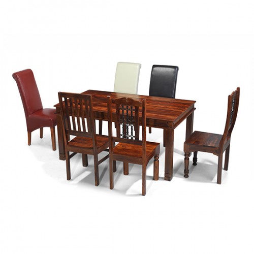 Jali Sheesham 180 cm Chunky Dining Table and 6 Chairs