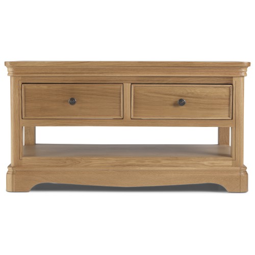 Loraine Natural Oak Living & Dining Coffee Table With  2 Drawers