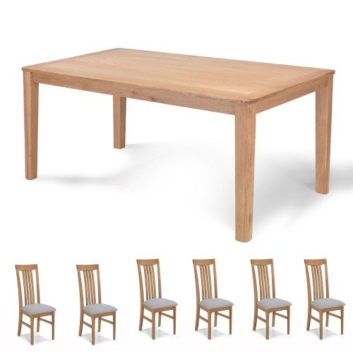 Cadley Oak 150cm Dining Table and 6 Chairs Lifestyle Furniture UK