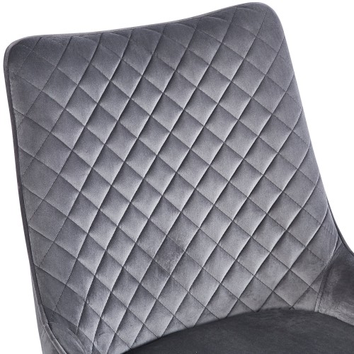JAGER N Velvet Light Grey Dining Chair With Black Legs