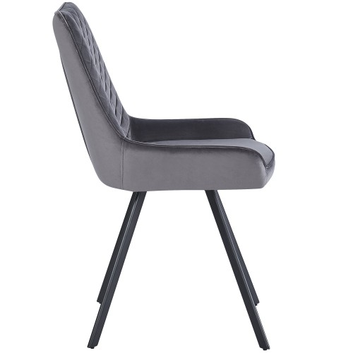 JAGER N Velvet Light Grey Dining Chair With Black Legs