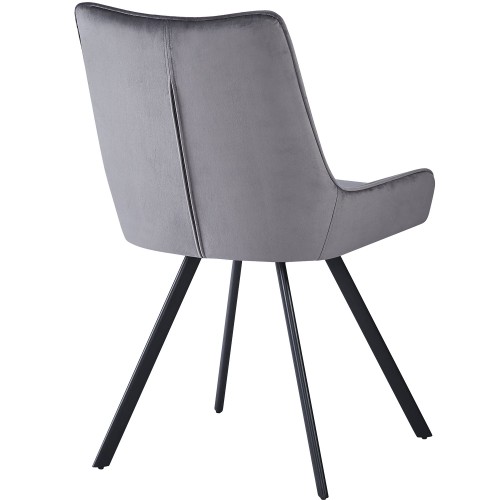 JAGER N Velvet Light Grey Dining Chair With Black Legs