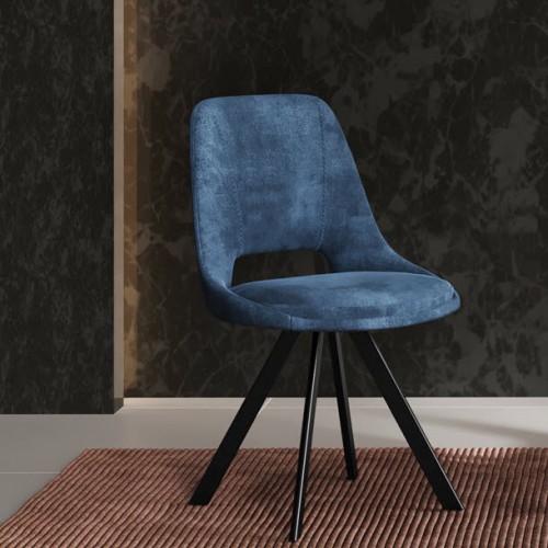 Aria S Velvet Blue - Swivel Black Legs