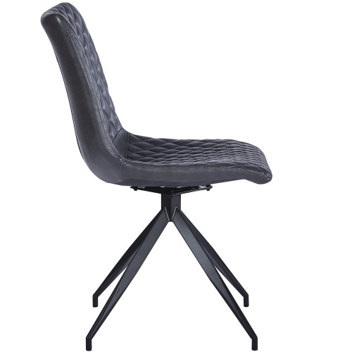 VALI S Pu Black Dining Chair With Swivel Black Legs