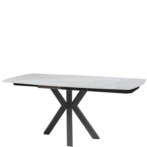 THEO Ceramic Pearla Grey Gloss Extending Dining Table (120/180cm)