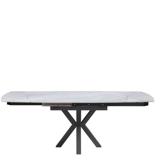 THEO Ceramic Pearla Grey Gloss Extending Dining Table (120/180cm)