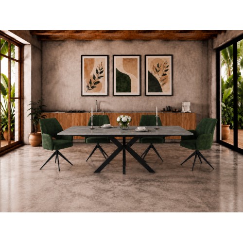 Mario Ceramic Argento Grey Matt Extending Dining Table (160/200/240cm)