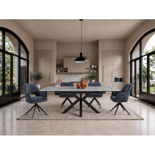 Mario Ceramic Pearla Grey Gloss Extending Dining Table (160/200/240cm)
