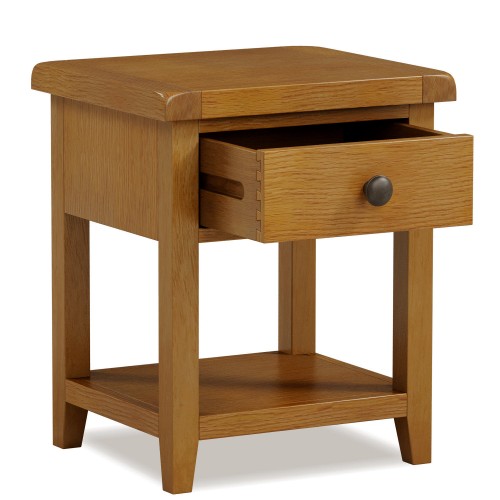 Barton Oak Living & Dining Lamp Table With Drawer