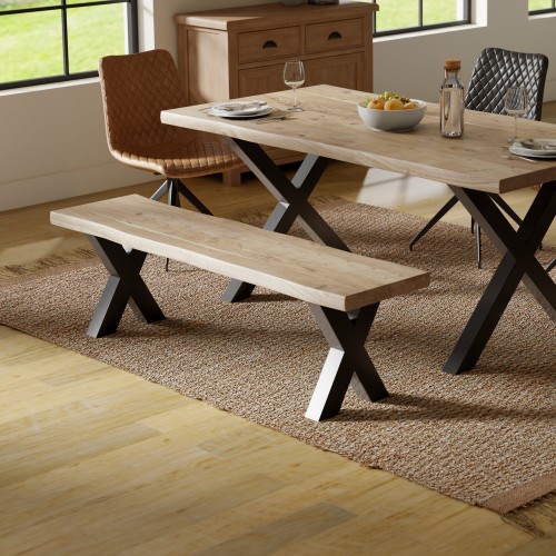 ACACIA LIVE EDGE 160 cm  X LEG BENCH