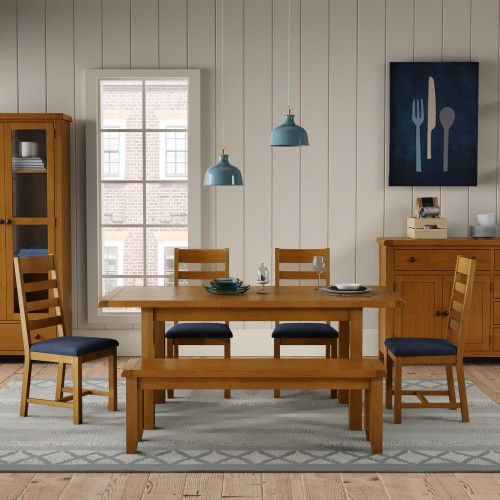 Barton Oak Living & Dining Extension Dining Table 125/175 and 4 Chairs