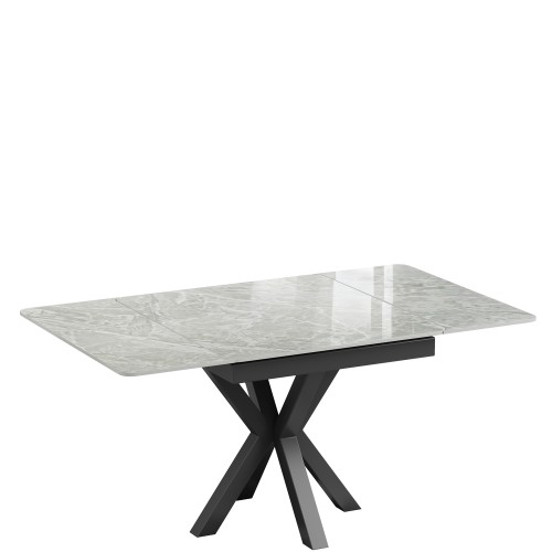 CARLO Petite Ceramic Extending Argento Grey - EXT Gloss 90/120/150 With 4 Chairs