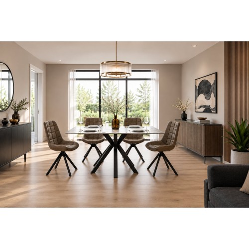 Luigi Ceramic Argento Grey 135cm Fixed Dining Table Set With 4 Chairs