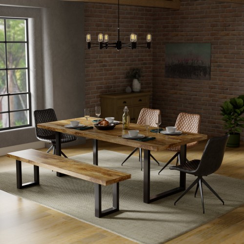 Sundara Mango 225cm DINING TABLE U LEG With 8 Chairs