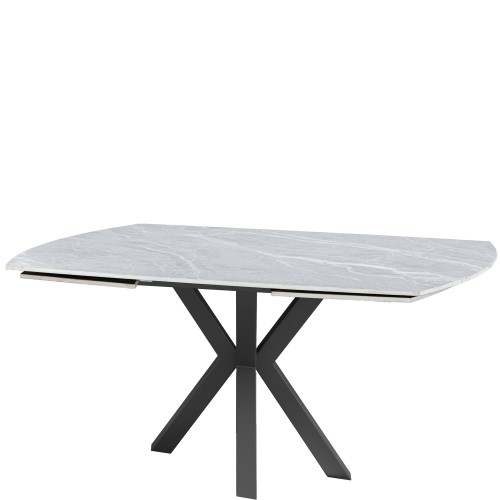 THEO Ceramic Argento Grey Matt Extending Dining Table Set with 4 Chairs (120/180cm)