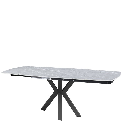 THEO Ceramic Argento Grey Matt Extending Dining Table Set with 4 Chairs (120/180cm)