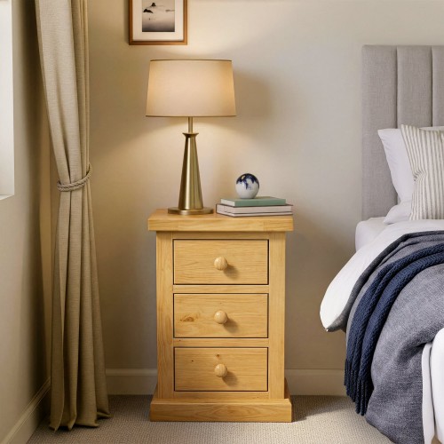 Chunky Pine Kids 3 Drawer Bedside Cabinet