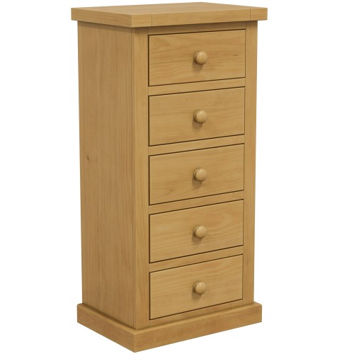 Chunky Pine 5 Drawer Tall Chest of Drawers