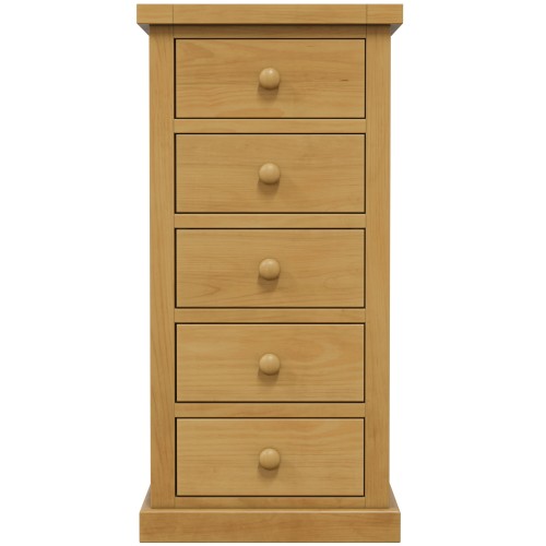 Chunky Pine 5 Drawer Tall Chest of Drawers