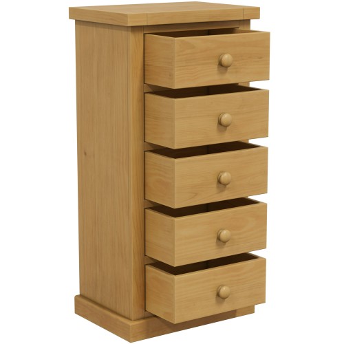 Chunky Pine 5 Drawer Tall Chest of Drawers