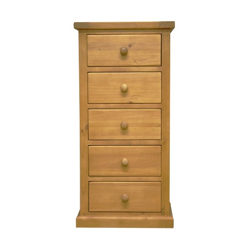 Chunky Pine 5 Drawer Tall Chest of Drawers