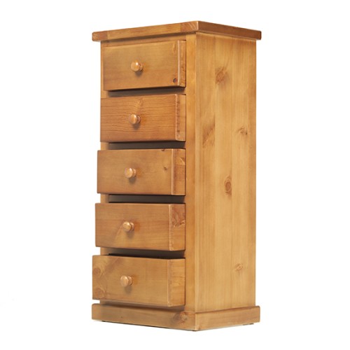 Chunky Pine 5 Drawer Tall Chest of Drawers