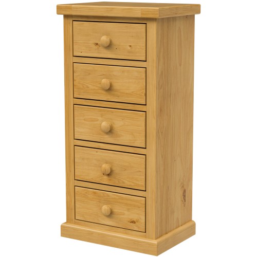 Chunky Pine 5 Drawer Tall Chest of Drawers