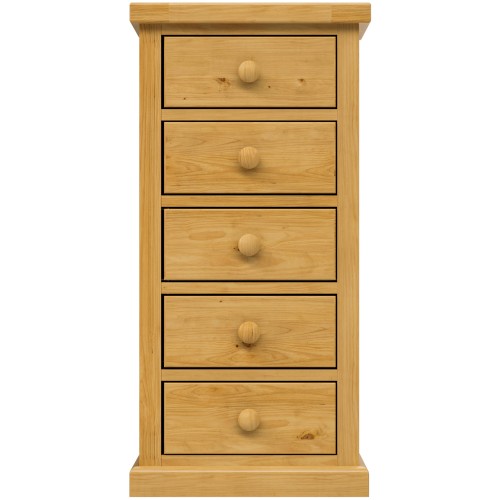 Chunky Pine 5 Drawer Tall Chest of Drawers