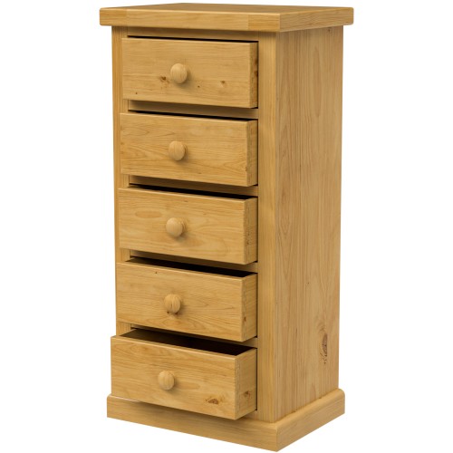 Chunky Pine 5 Drawer Tall Chest of Drawers