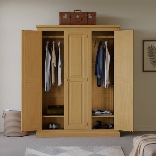 Chunky Pine Triple Wardrobe