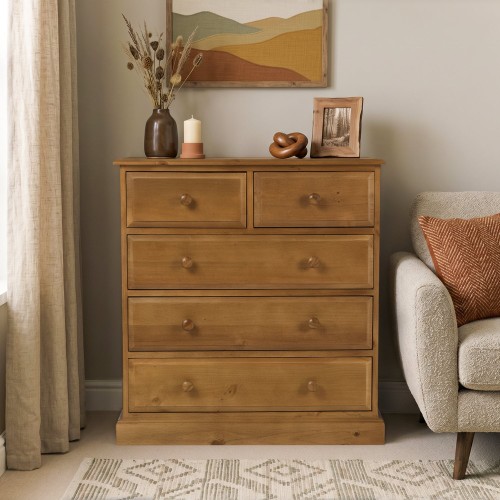 Country Pine 2 Over 3 Drawer Chest of Drawers