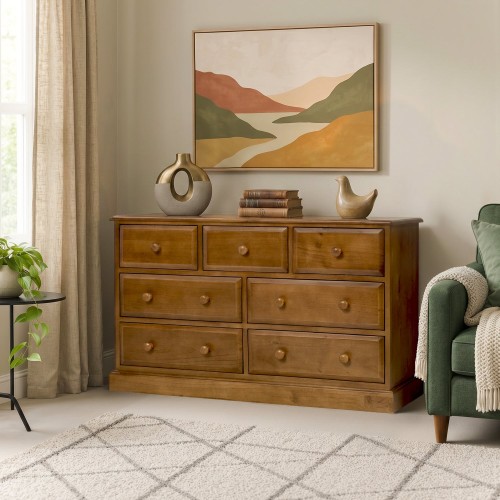 Country Pine 3 Over 4 Chest of Drawers