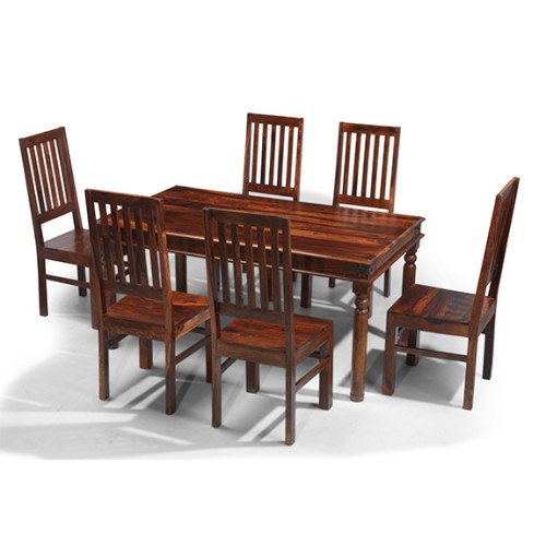 Jali Sheesham 160 cm Thakat Dining Table and 6 Chairs