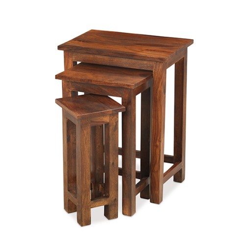 Jali Sheesham Chunky Nest of 3 Tables Lifestyle Furniture UK