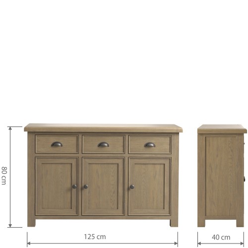 Stoneford Oak Large 3 Door 3 Drawer Sideboard