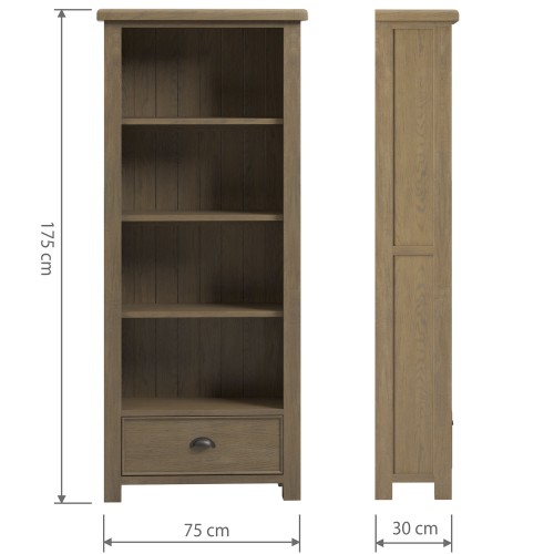Stoneford Oak Large Bookcase with Drawers